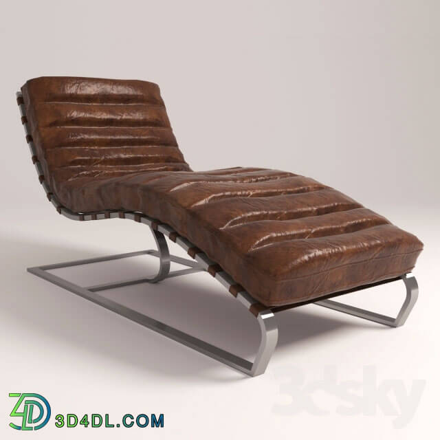 Other soft seating - Vintage Brown Leather Chaise Lounge by Regina Andrew Design