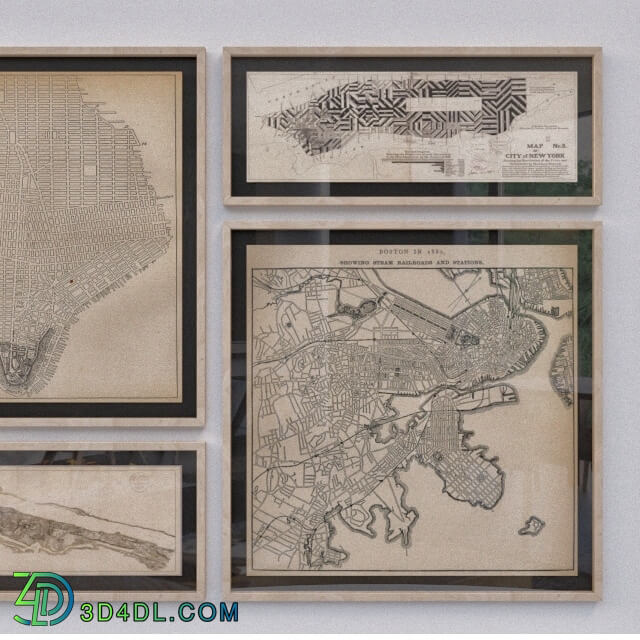 Frame - New York_ Boston old topographic maps