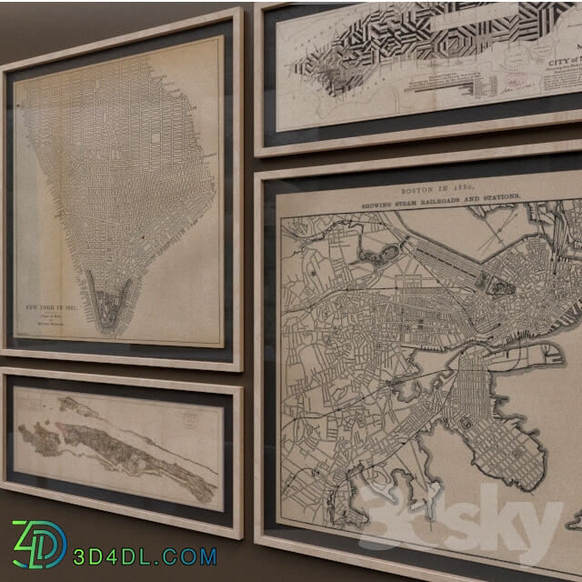 Frame - New York_ Boston old topographic maps