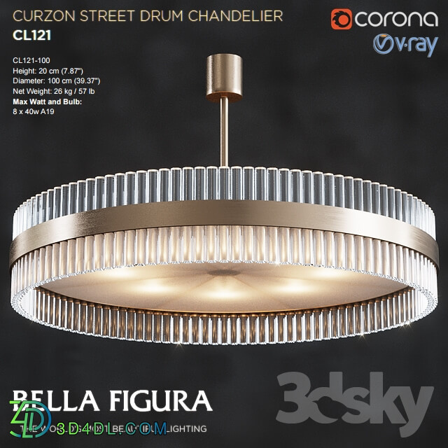 Ceiling light - CURZON STREET DRUM CHANDELIER CL121-100