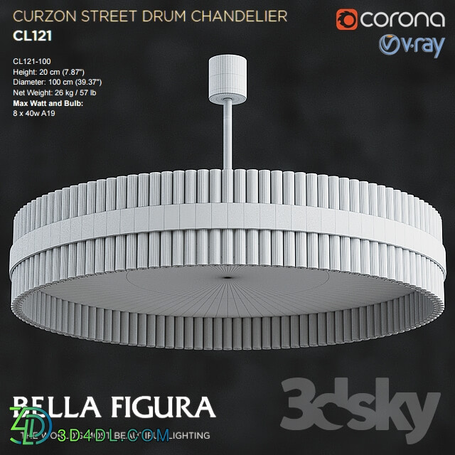 Ceiling light - CURZON STREET DRUM CHANDELIER CL121-100