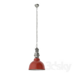 Ceiling light - 49177 Suspension GRANTHAM_ 1х60W _E27__ Ø355_ H1100_ steel_ red_ chrome 