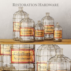 Other decorative objects - RH _ 19TH C. CAGED APOTHECARY BOTTLE COLLECTION 