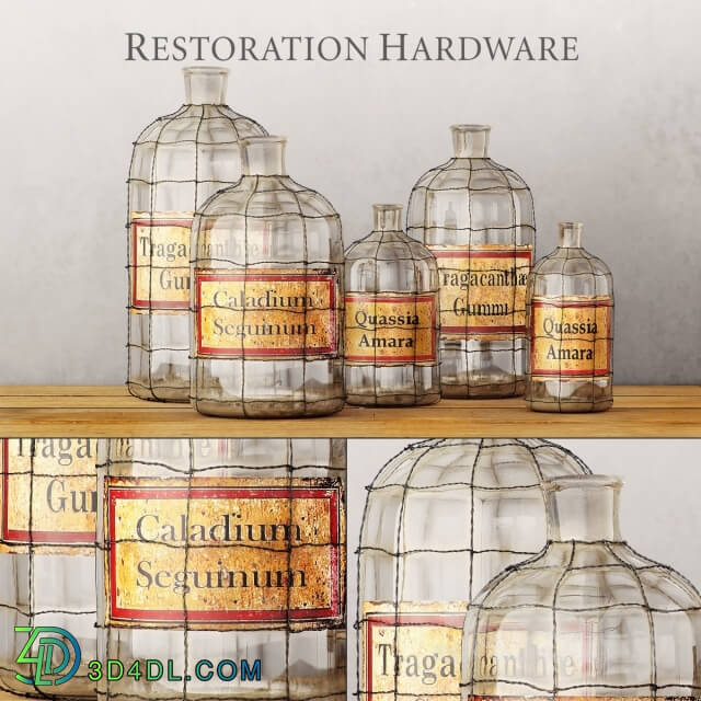 Other decorative objects - RH _ 19TH C. CAGED APOTHECARY BOTTLE COLLECTION