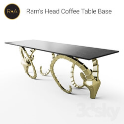 Table - Rams Head Coffee Table Base - Bronze and marble 