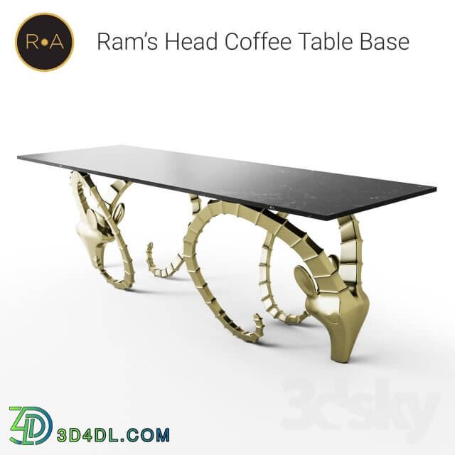 Table - Rams Head Coffee Table Base - Bronze and marble