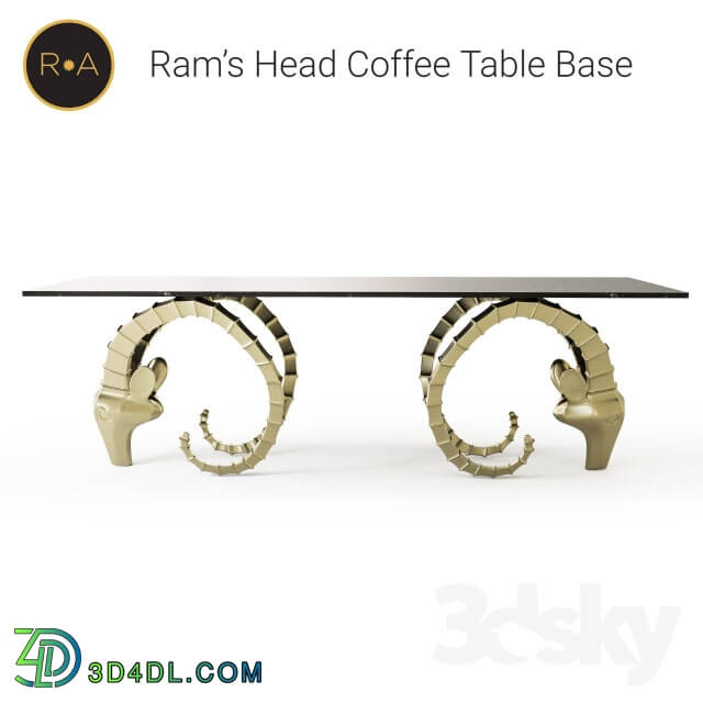 Table - Rams Head Coffee Table Base - Bronze and marble