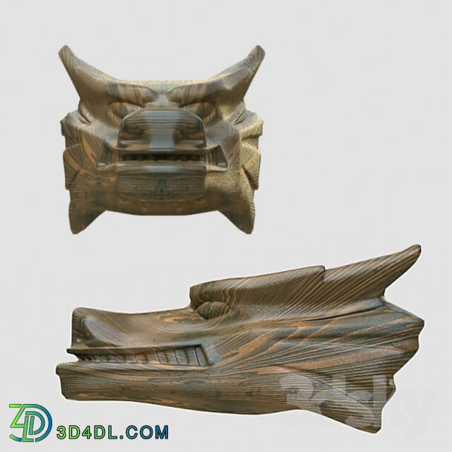 Other decorative objects - wooden dragon head