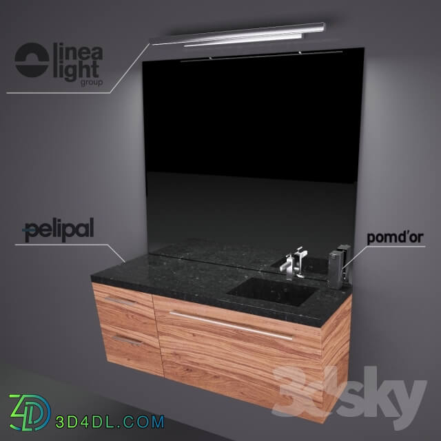 Bathroom furniture - Pelipal Velbano Oblique_ LineaLight Solid 3694_ Pomd _or Jack