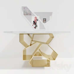 Table - krypton console brass and marble 