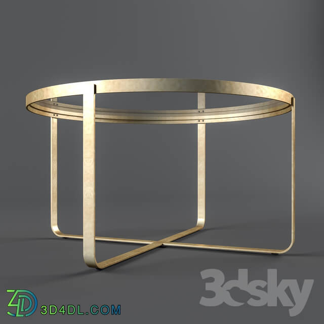 Table - Round Glass and Brass Coffee Table