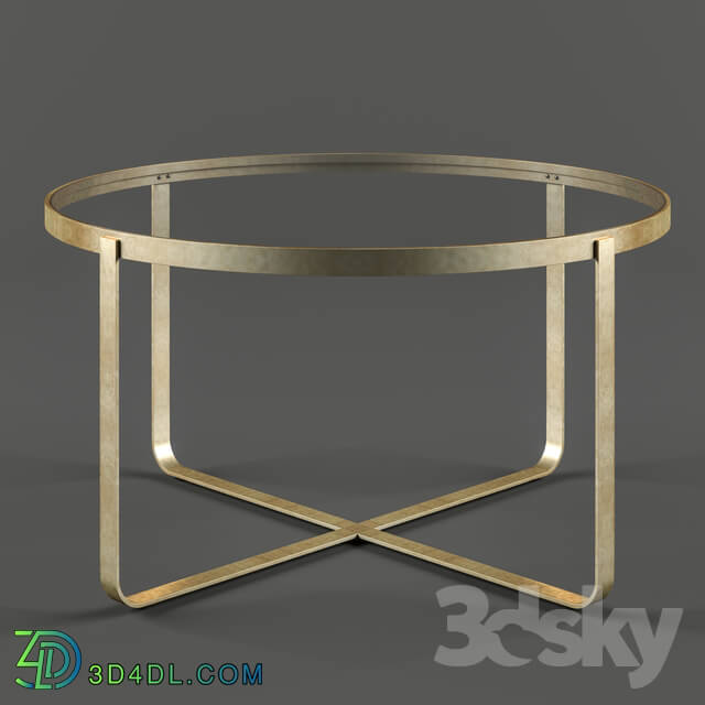 Table - Round Glass and Brass Coffee Table