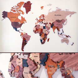 Other decorative objects - Wooden panel - world map 