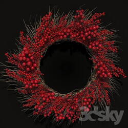 Other decorative objects - Christmas wreath of twigs of rowan 