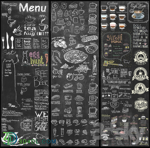 Restaurant - Set for creating slate surfaces with images of chalk 2