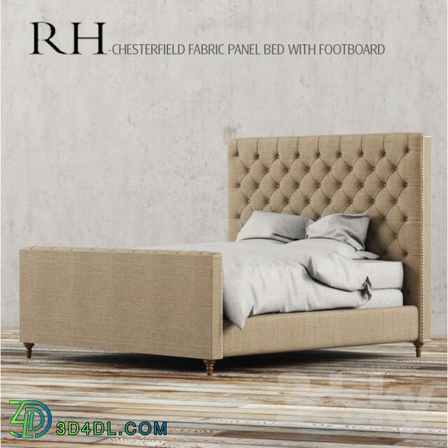 Bed - RH - CHESTERFIELD FABRIC PANEL BED WITH FOOTBOARD