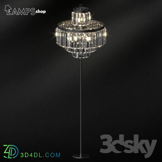 Floor lamp - Loft Crystal Long Floor Lamp 3 Circles