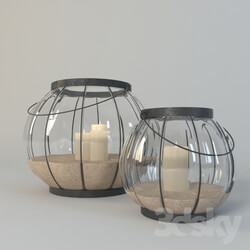 Other decorative objects - Bubble caged glass lantern 