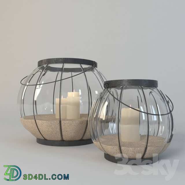 Other decorative objects - Bubble caged glass lantern