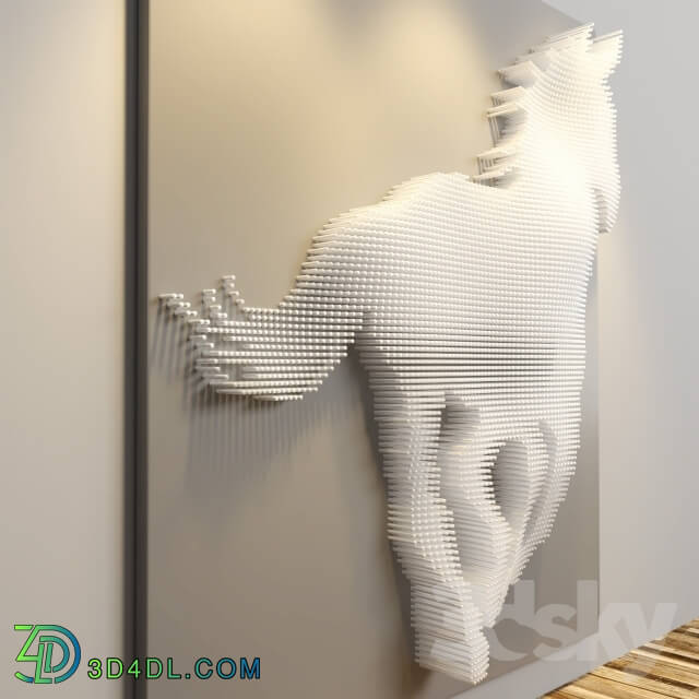 Other decorative objects - Horse - a panel formed by metal pins.