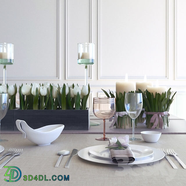 Tableware - Serving with tulips and candles