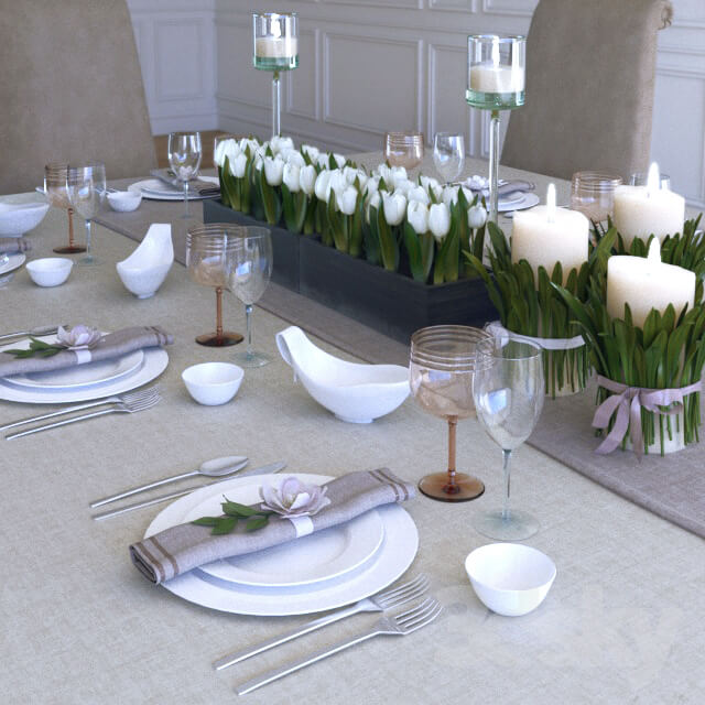 Tableware - Serving with tulips and candles