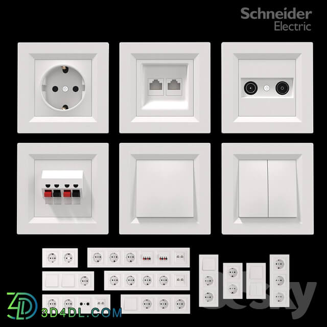 Miscellaneous - Sockets and switches Schneider Asfora White.