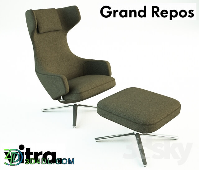 Arm chair - Vitra Grand Repos _ Ottoman