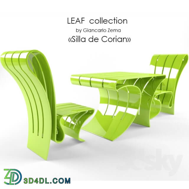 Table _ Chair - furniture set LEAF COLLECTION by Giancarlo Zema _Silla de Corian_