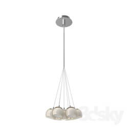 Ceiling light - 94328 LED suspension POLDRAS_ 7x3_3W _LED_ bunch_ Ø325_ nickel _ opal glass_ white_ transparent 