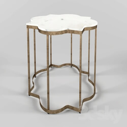 Table - White Marble Arabesque Side Table 
