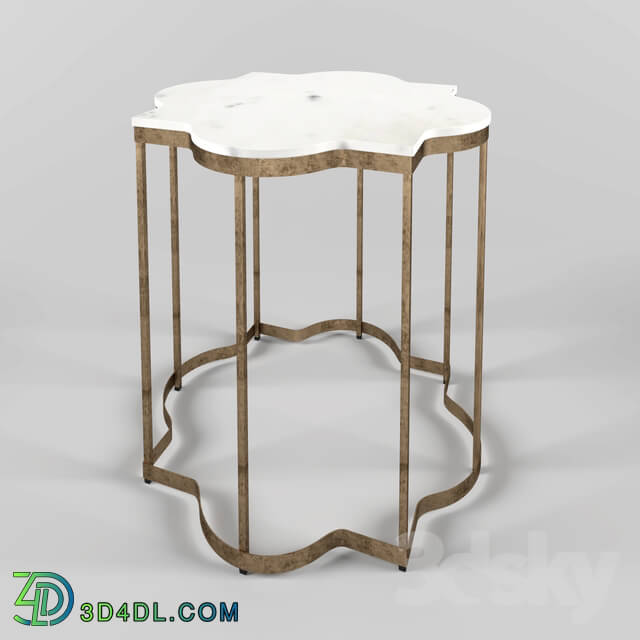 Table - White Marble Arabesque Side Table