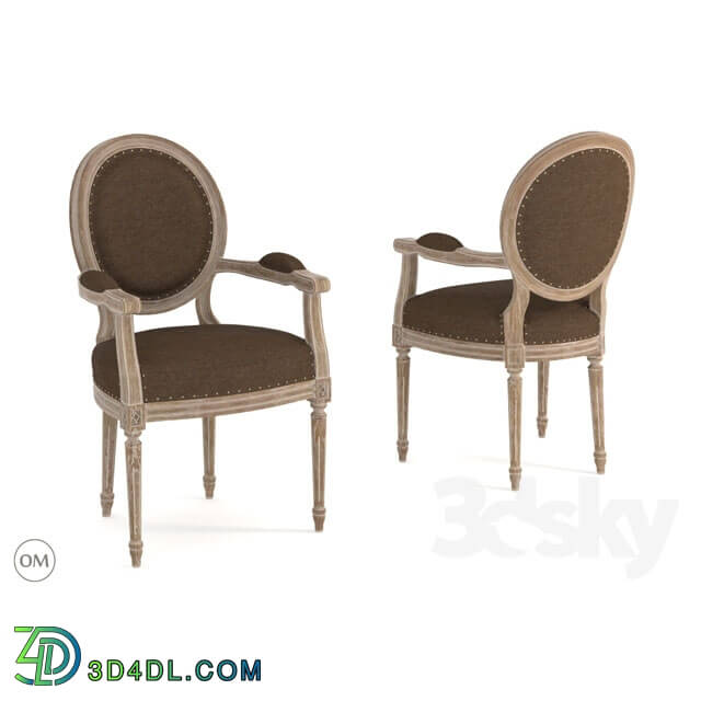 Chair - Vintage louis round armchair 8827-0008 a008