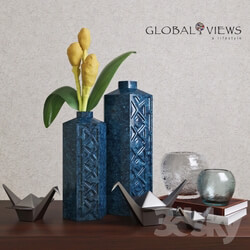 Decorative set - Global Views Bezel Vase-Ink Large 
