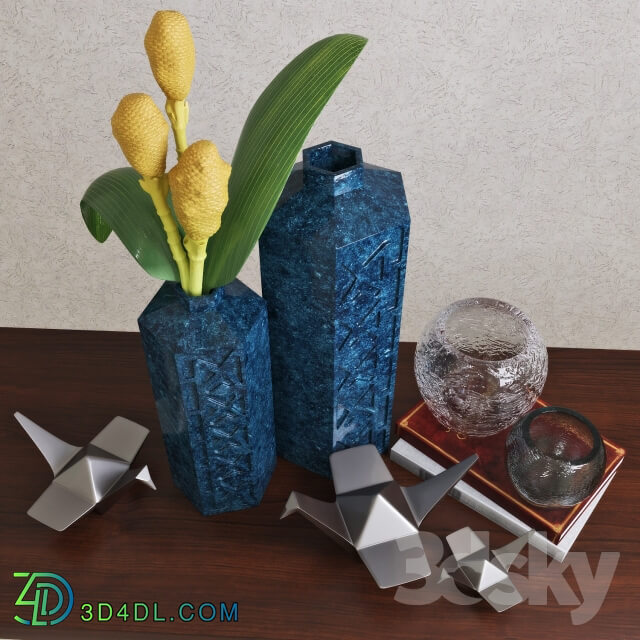 Decorative set - Global Views Bezel Vase-Ink Large