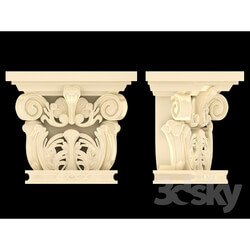 Decorative plaster - PILASTERS 3D FLOWERS 