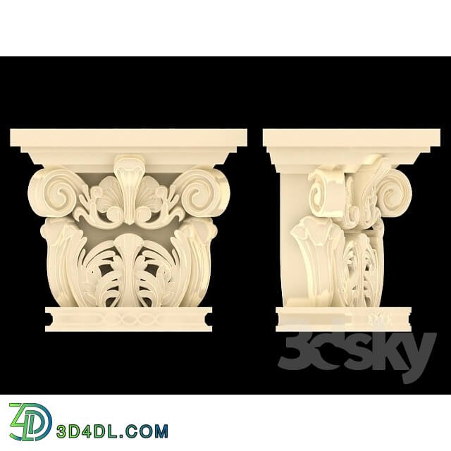 Decorative plaster - PILASTERS 3D FLOWERS