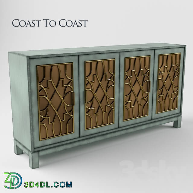 Sideboard _ Chest of drawer - Coast To Coast_ 4 Door Media Credenza in Gold