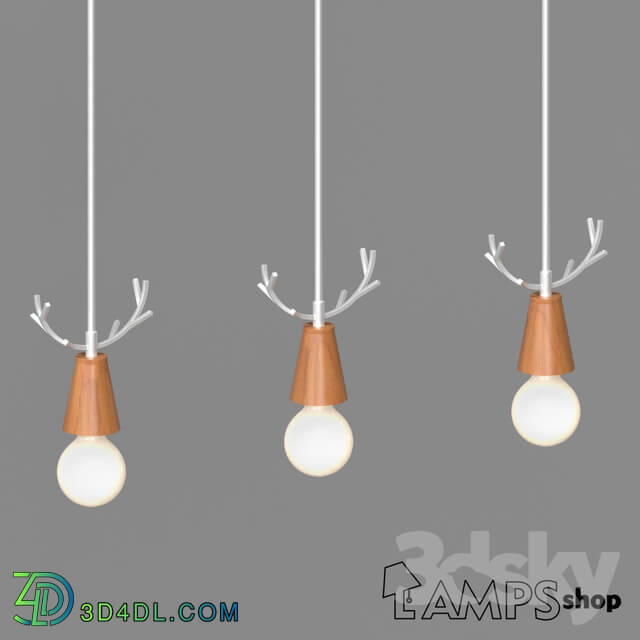 Ceiling light - Wood deer chandelier