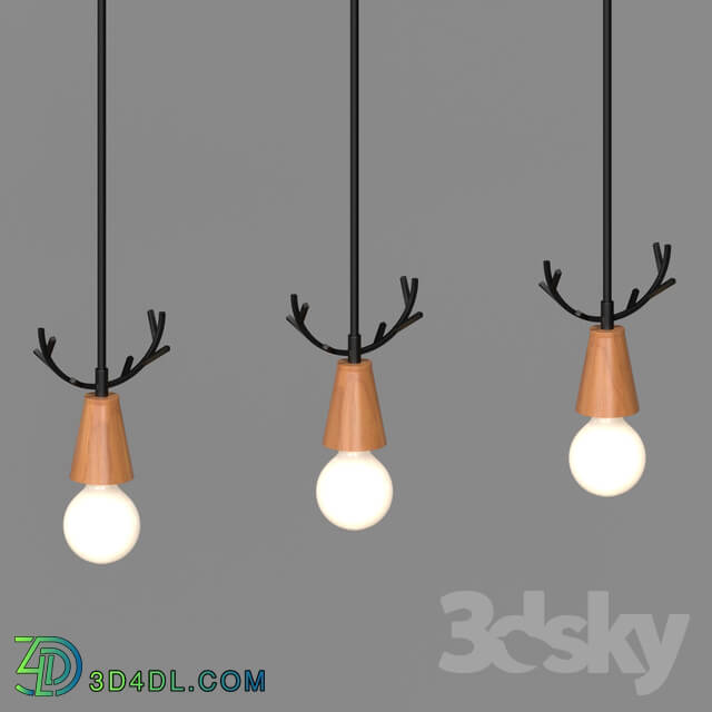 Ceiling light - Wood deer chandelier