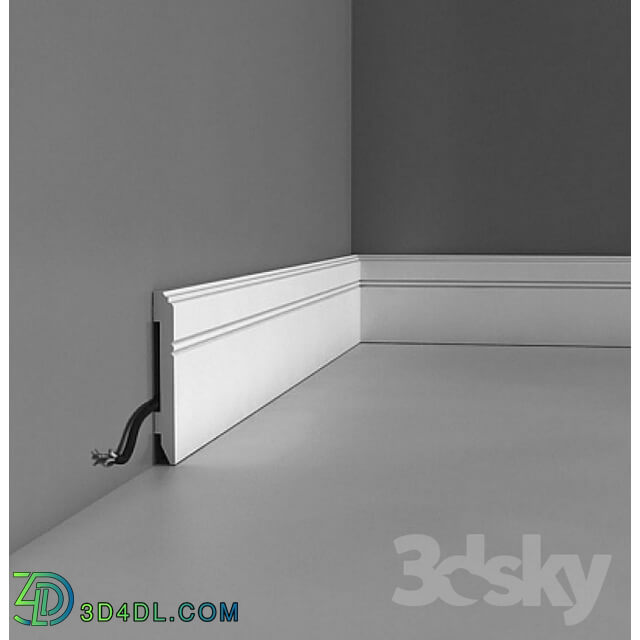 Decorative plaster - Skirting of dyuropolimera with cable channel SX105