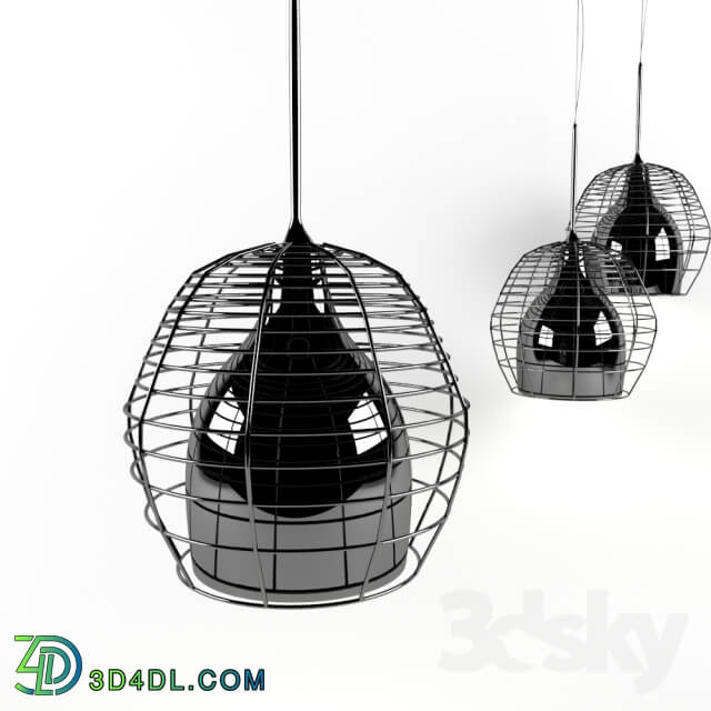 Ceiling light - Lamp_ Cage Piccola Bianco Nero.