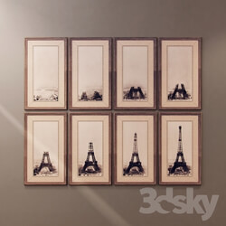 Frame - A set of photos building processes of the Eiffel Tower 