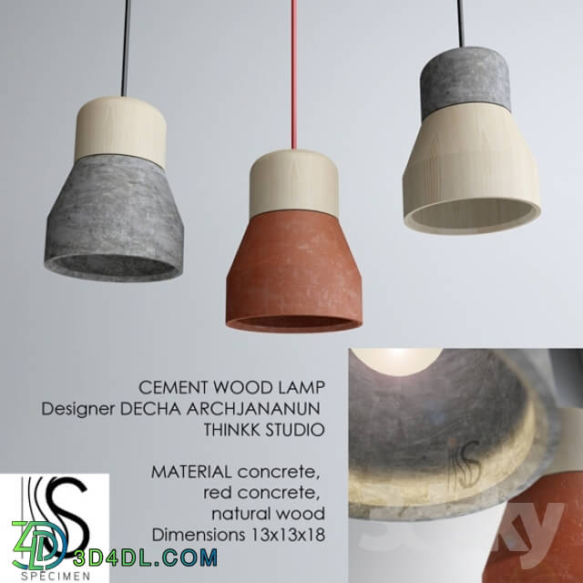 Ceiling light - Cement Wood Lamp