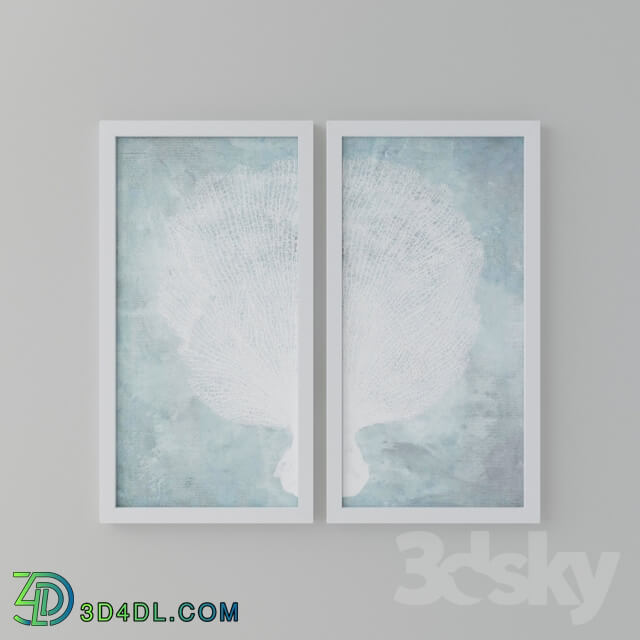 Frame - Water Stained Coral Wall Art 2 Piece