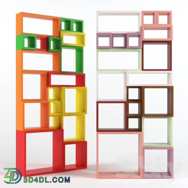 Wardrobe _ Display cabinets - Wooden shelf-cubes and rectangles Lemon Duck