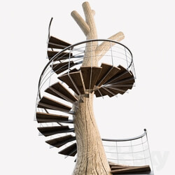 Staircase - tree trunk round stair 