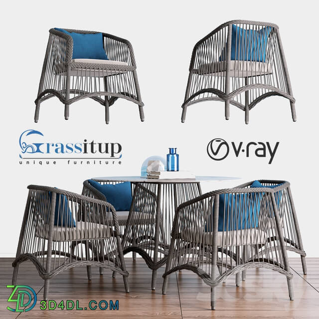 Table _ Chair - Aira Dining Blue - Grassitup