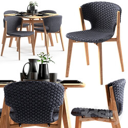 Table _ Chair - Ethimo Knit dining chair and square table 