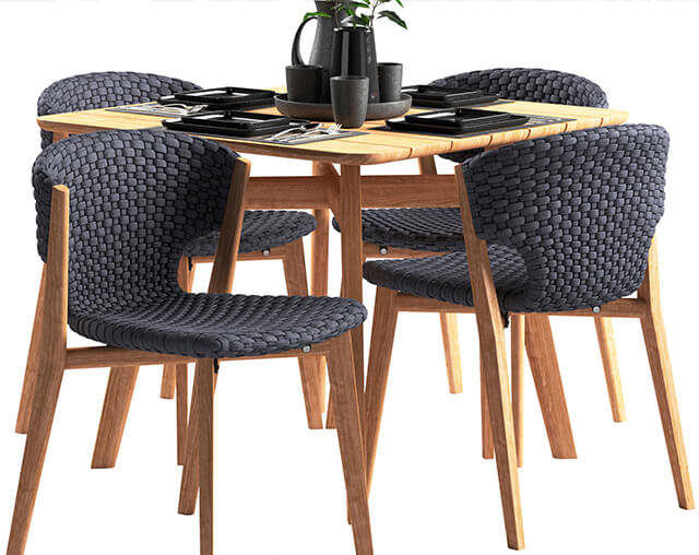 Table _ Chair - Ethimo Knit dining chair and square table